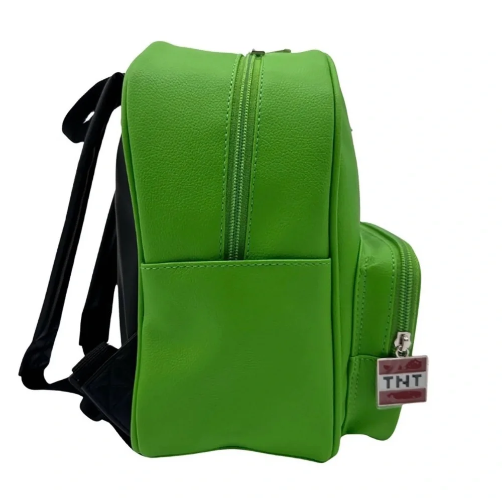 Minecraft-Green Creeper Face Backpack 10.5”in with Coín Purse Set of 2pc. NWT